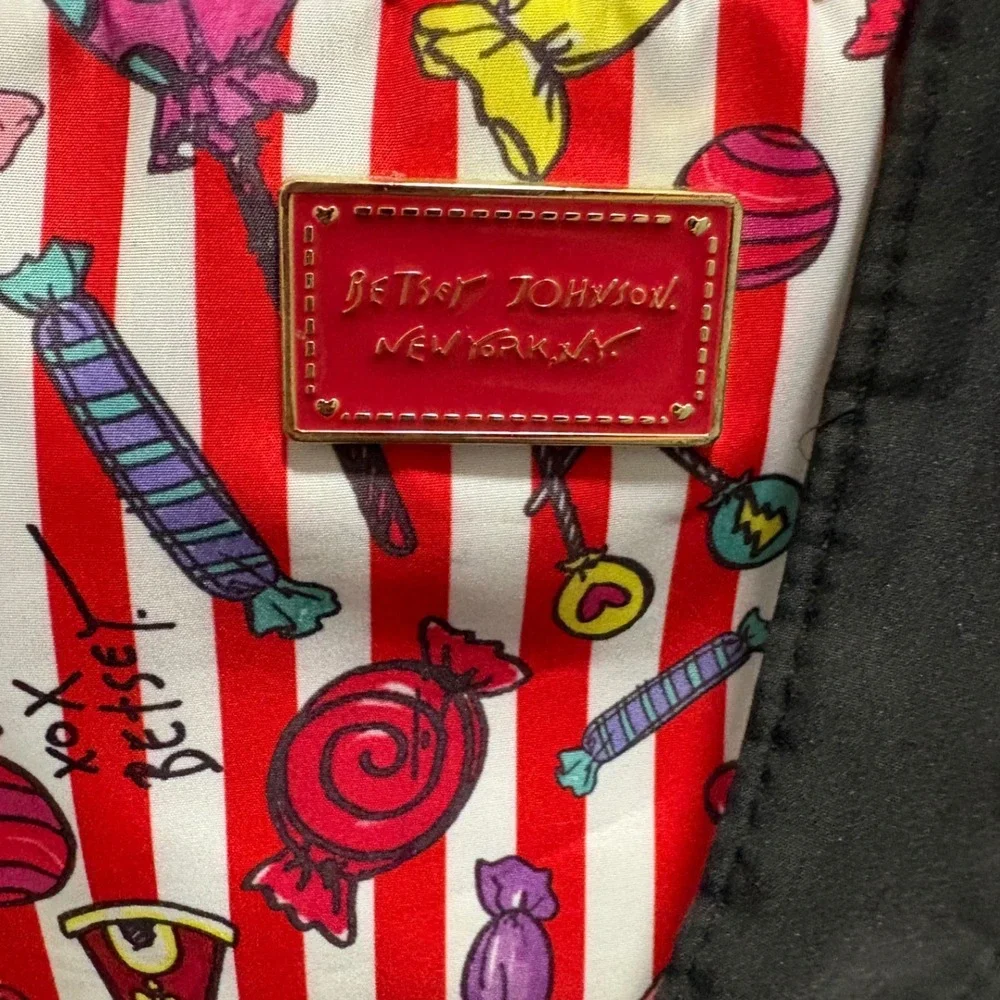 Betsey Johnson Backpack‎ Red White Candy Stripe Whimsical EUC